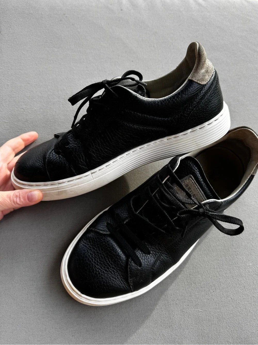 Brunello Cucinelli Leather Sneakers Size 41 Black White Made in Italy